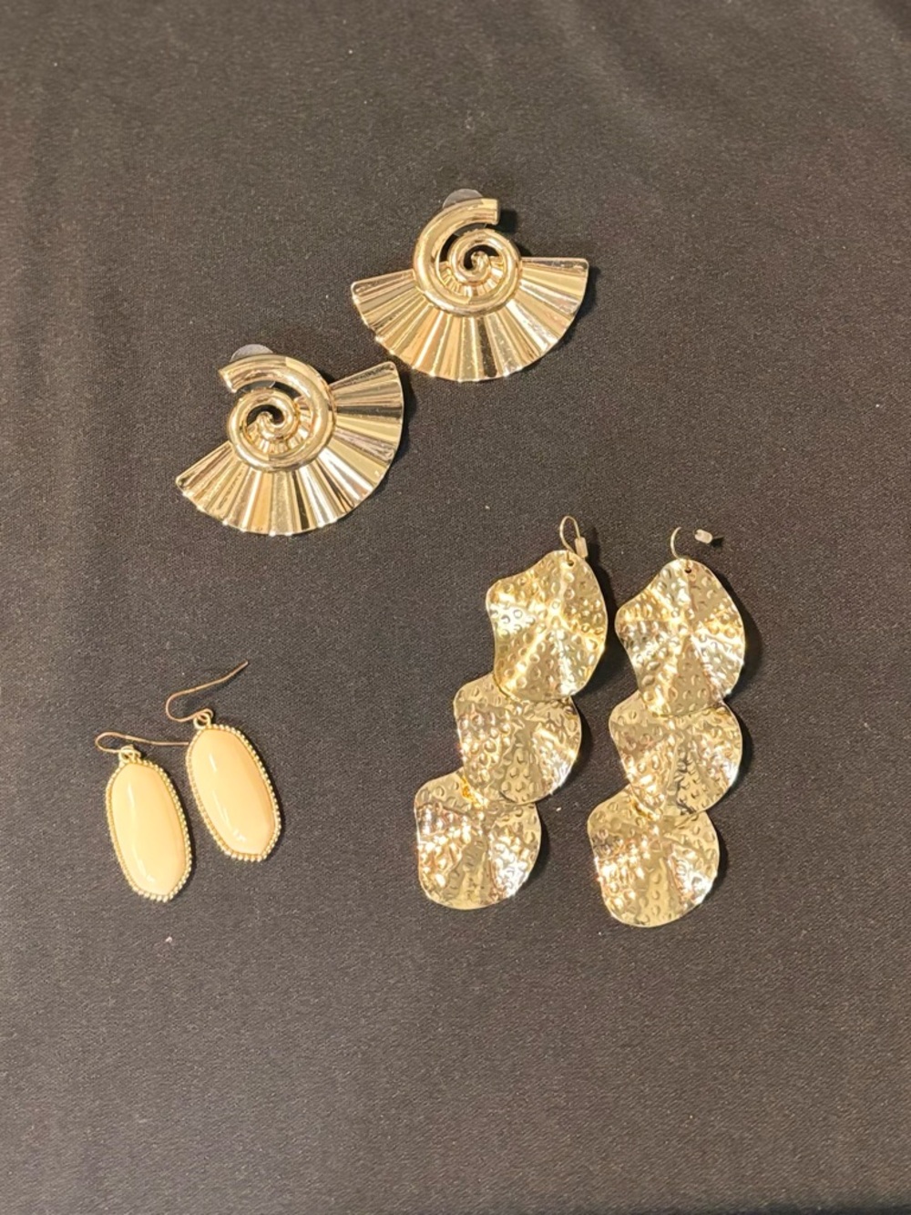 Set of 3 Vintage Gold toned earrings